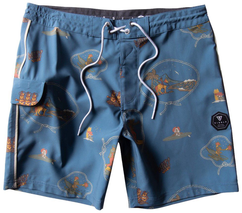 Photos - Swimwear Vissla Men's Soren Wavy West 17.5" Board Shorts, Size 34, Tidal Blue 23BLF