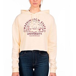 USCAPE Women's Washington State Cougars Bone Voyager Crop Pullover Hoodie