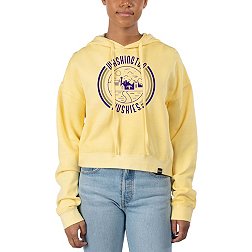 USCAPE Women's Washington Huskies Yellow 90's Crop Pullover Hoodie
