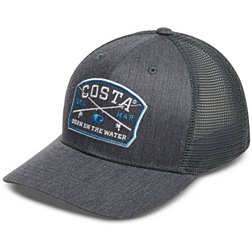 Costa Fishing Hat Cap Snap Back Water Print Patch One Size Blue Del Mar