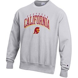 Champion Men's USC Trojans Grey Reverse Weave Crew Pullover Sweatshirt