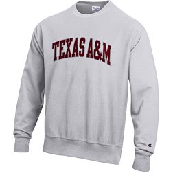 Champion Men's Texas A&M Aggies Grey Reverse Weave Crew Pullover Sweatshirt