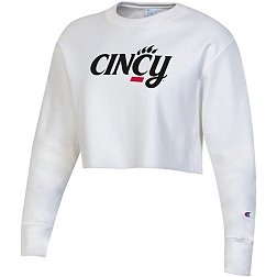 Champion Women's Cincinatti Bearcats White Cropped Crew Sweatshirt