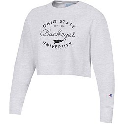 Champion Women's Ohio State Buckeyes Grey Reverse Weave Crew Pullover Sweatshirt