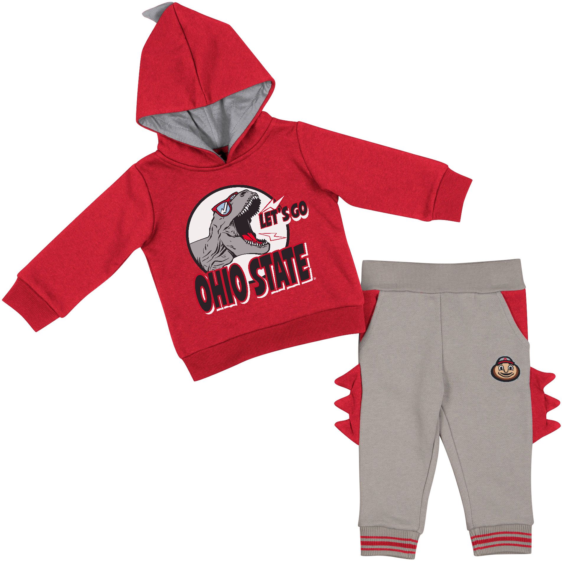 Colosseum Infant Ohio State Buckeyes Scarlet 2 Piece Dino Set