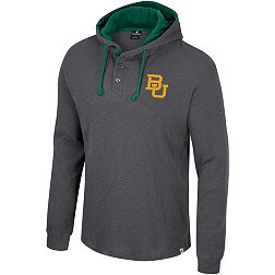 Colosseum Men's Baylor Bears Charcoal Hooded Henley Sweater