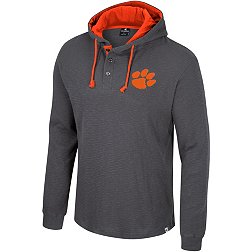 Colosseum Men's Clemson Tigers Charcoal Hooded Henley Sweater