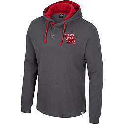 Colosseum Men's Houston Cougars Charcoal Hooded Henley Sweater