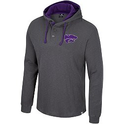 Colosseum Men's Kansas State Wildcats Charcoal Hooded Henley Sweater