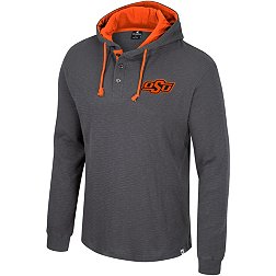 Colosseum Men's Oklahoma State Cowboys Charcoal Hooded Henley Sweater