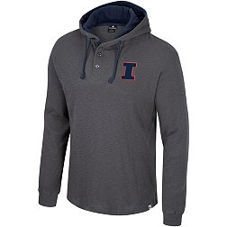 Colosseum Men's Illinois Fighting Illini Charcoal Hooded Henley Sweater