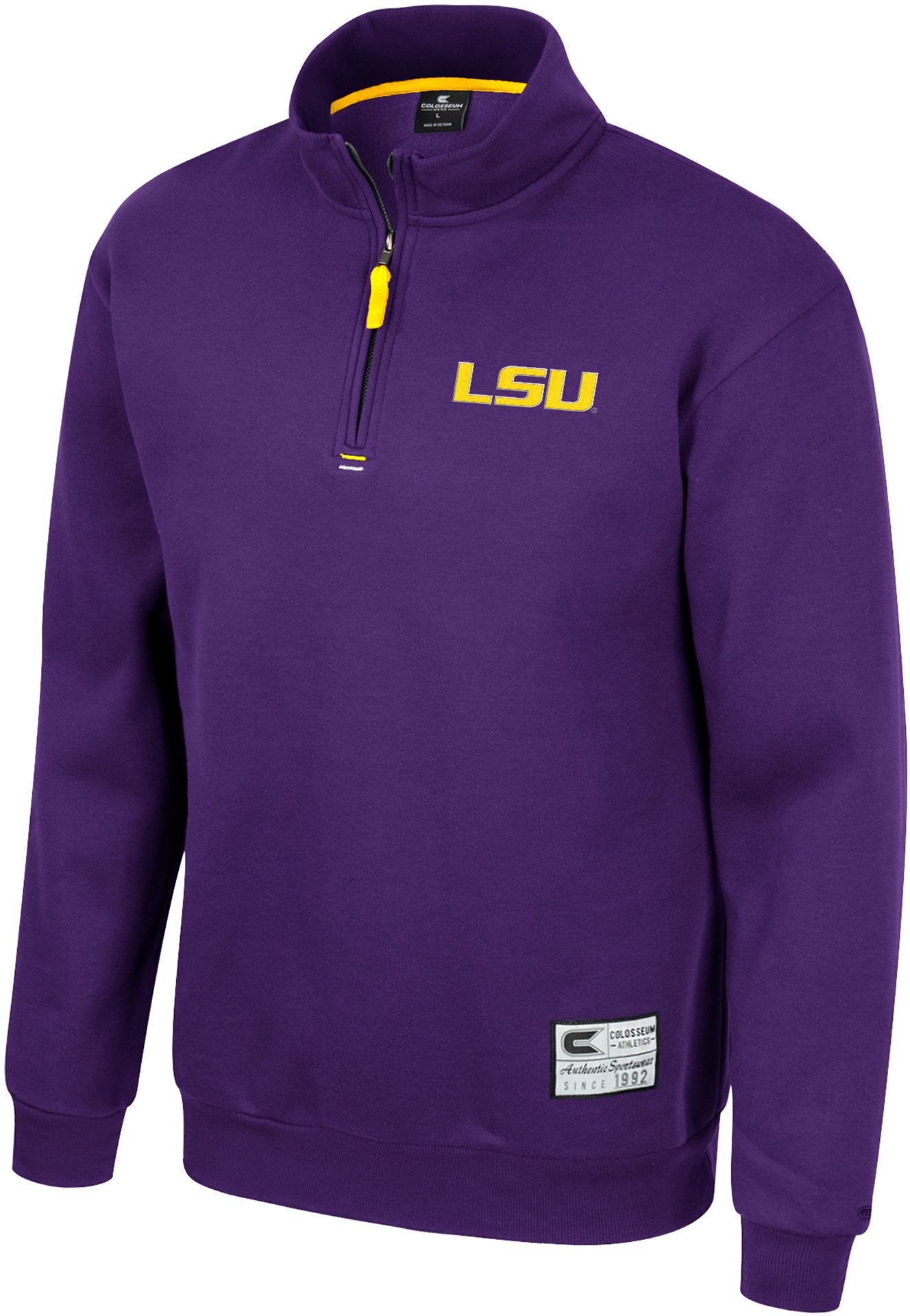 Colosseum Men's LSU Tigers Purple I'll Be Back 1/4 Zip Pullover