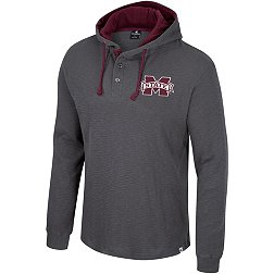 Colosseum Men's Mississippi State Bulldogs Charcoal Hooded Henley Sweater