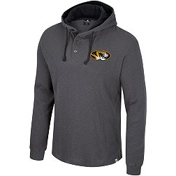 Colosseum Men's Missouri Tigers Charcoal Hooded Henley Sweater