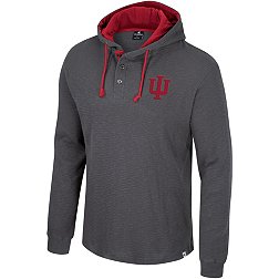 Colosseum Men's Indiana Hoosiers Charcoal Hooded Henley Sweater