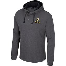 Colosseum Men's Appalachian State Mountaineers Charcoal Hooded Henley Sweater