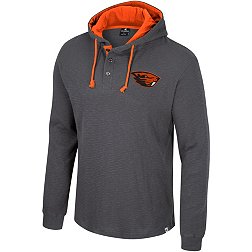 Colosseum Men's Oregon State Beavers Charcoal Hooded Henley Sweater