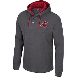 Colosseum Men's Washington State Cougars Charcoal Hooded Henley Sweater