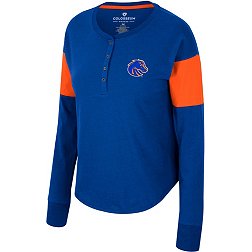 Colosseum Women's Boise State Broncos Blue Henley Long Sleeve T-Shirt