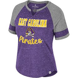 Colosseum Women's East Carolina Pirates Purple V-Notch T-Shirt