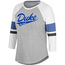 Colosseum Women's Duke Blue Devils Grey Softball 3/4 Sleeve T-Shirt