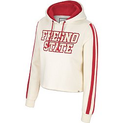 Colosseum Women's Fresno State Bulldogs Cream Perfect Date Cropped Pullover Hoodie