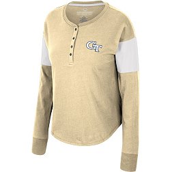 Colosseum Women's Georgia Tech Yellow Jackets Gold Henley Long Sleeve T-Shirt