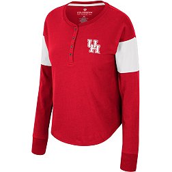 Colosseum Women's Houston Cougars Red Henley Long Sleeve T-Shirt