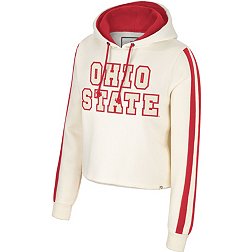 Colosseum Women's Ohio State Buckeyes Cream Perfect Date Cropped Pullover Hoodie