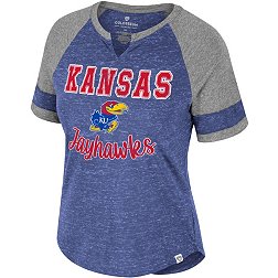 Colosseum Women's Kansas Jayhawks Blue V-Notch T-Shirt