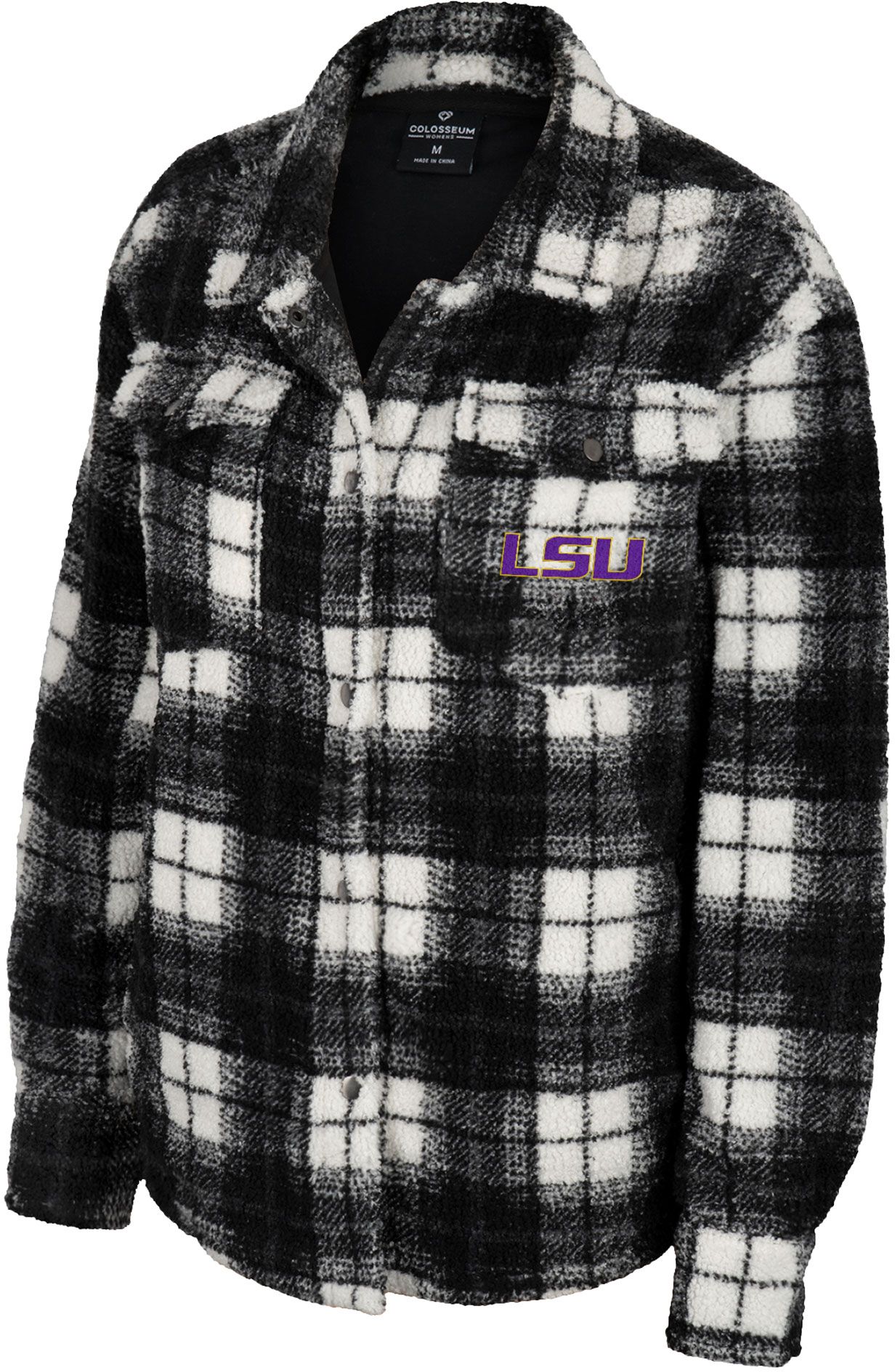 Colosseum Women's LSU Tigers Cream Hug Me Plaid Shacket