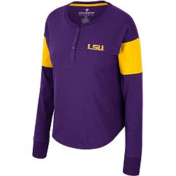 Colosseum Women's LSU Tigers Purple Henley Long Sleeve T-Shirt