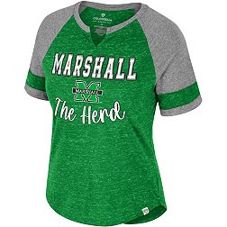 Colosseum Women's Marshall Thundering Herd Green V-Notch T-Shirt