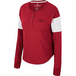 Colosseum Women's Arkansas Razorbacks Cardinal Henley Long Sleeve T-Shirt