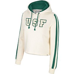 Colosseum Women's South Florida Bulls Cream Perfect Date Cropped Pullover Hoodie