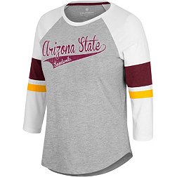 Colosseum Women's Arizona State Sun Devils Grey Softball 3/4 Sleeve T-Shirt