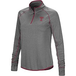 Colosseum Women's Temple Owls Heather Charcoal 1/4 Zip Pullover