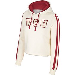 Colosseum Women's Washington State Cougars Cream Perfect Date Cropped Pullover Hoodie