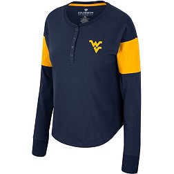 Colosseum Women's West Virginia Mountaineers Blue Henley Long Sleeve T-Shirt