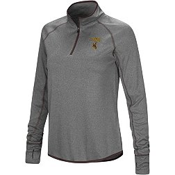 Colosseum Women's Wyoming Cowboys Heather Charcoal 1/4 Zip Pullover