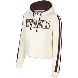 Colosseum Women's Wyoming Cowboys Cream Perfect Date Cropped Pullover Hoodie