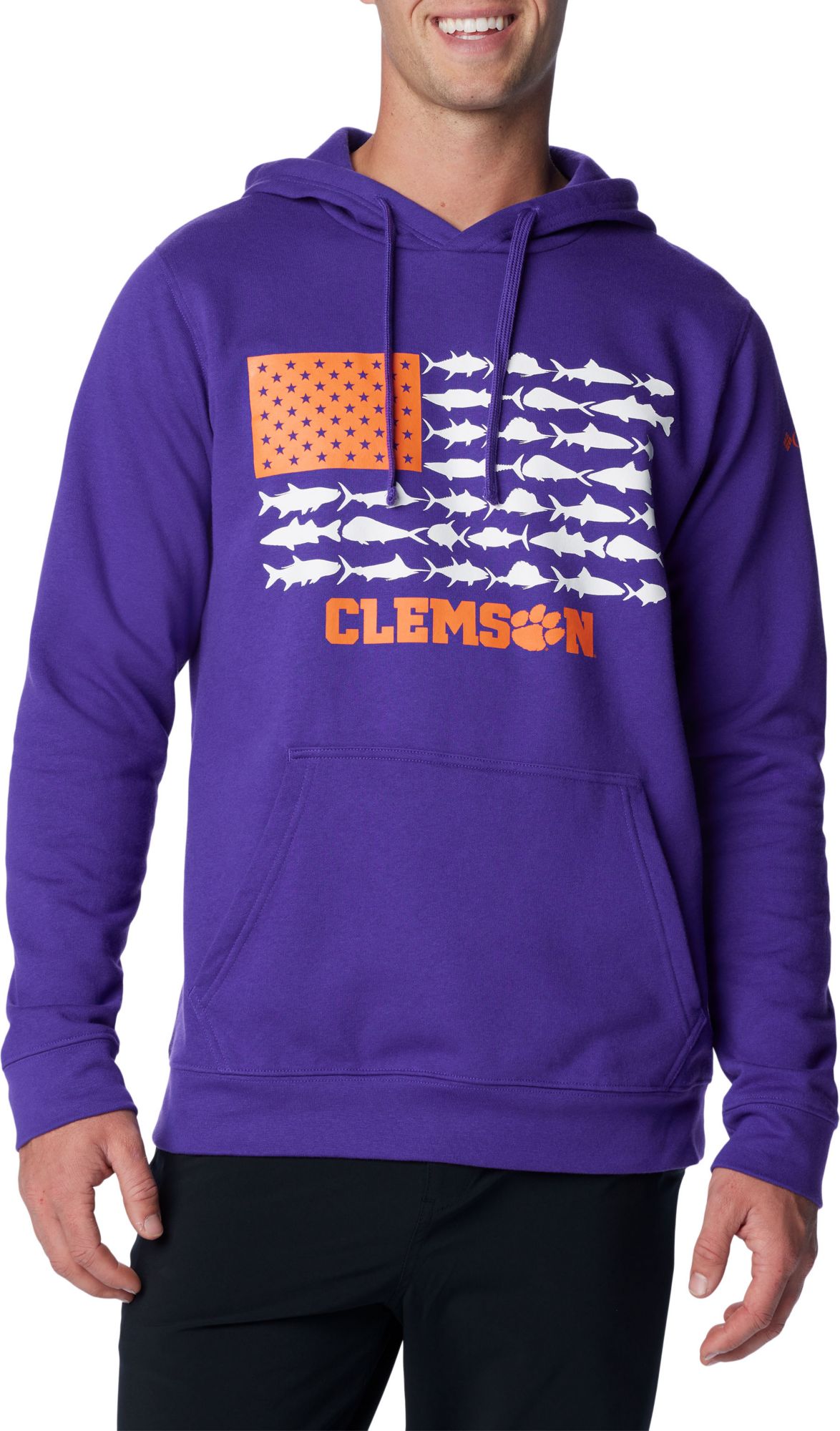 Columbia Men's Clemson Tigers Regalia Fish Flag Pull Over Hoodie