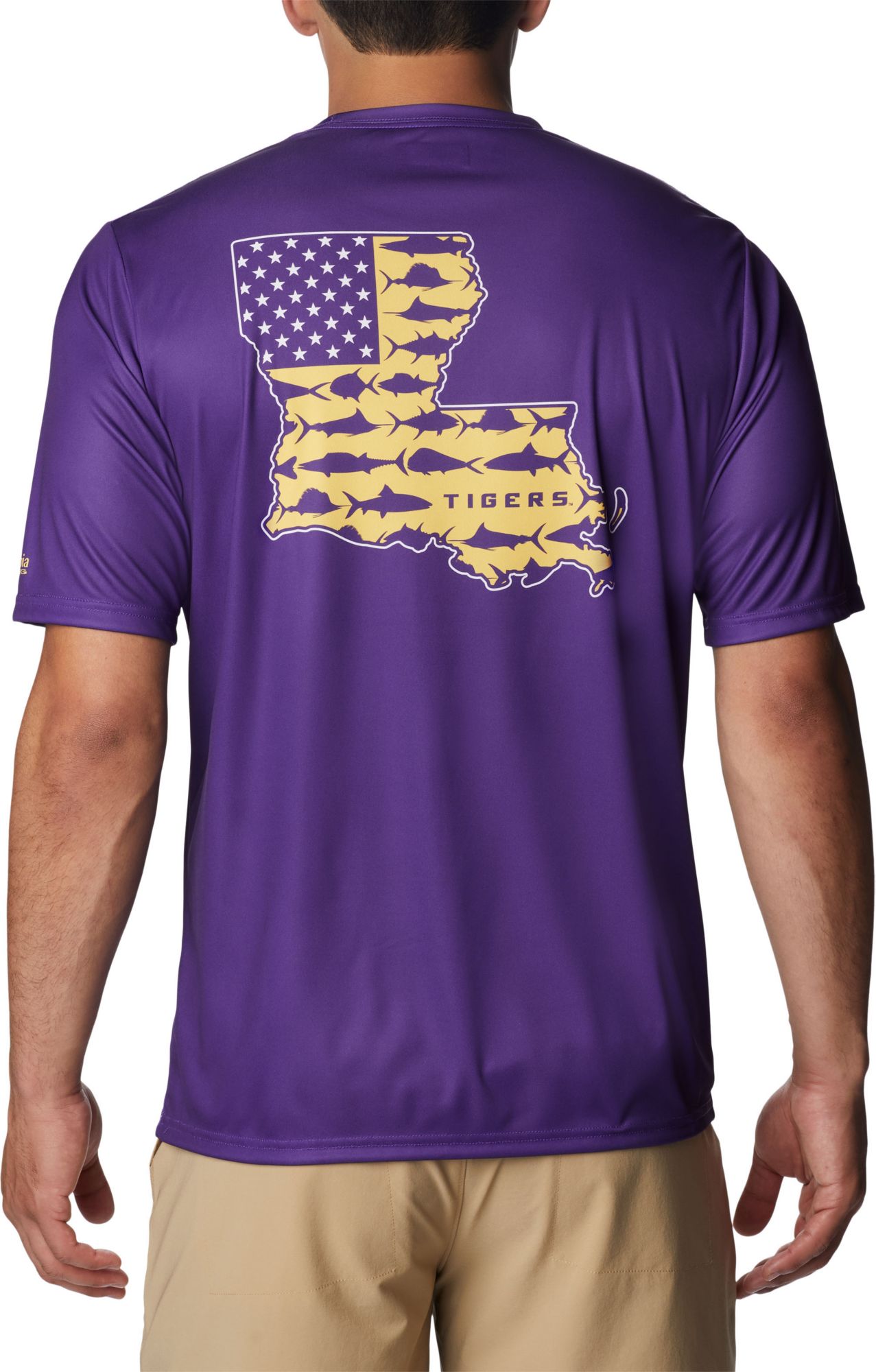 Columbia Men's LSU Tigers Purple Terminal Tackle T-Shirt