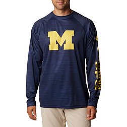 Columbia Men's Michigan Wolverines Blue Terminal Tackle Long Sleeve Shirt