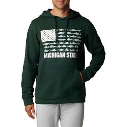 Columbia Men's Michigan State Spartans Green Fish Flag Pull Over Hoodie