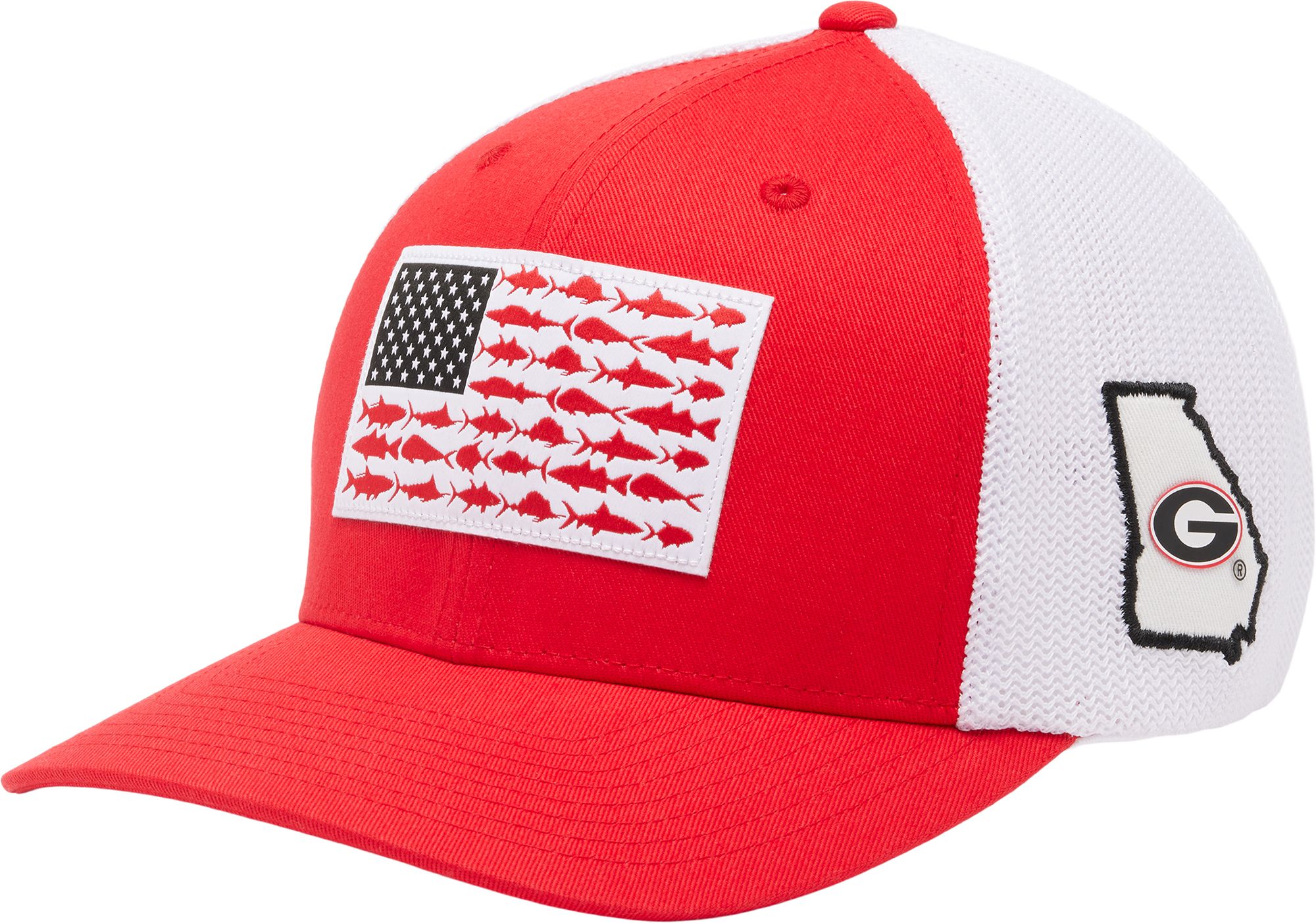 Columbia Georgia Bulldogs Red Fish Flag Fitted Hat