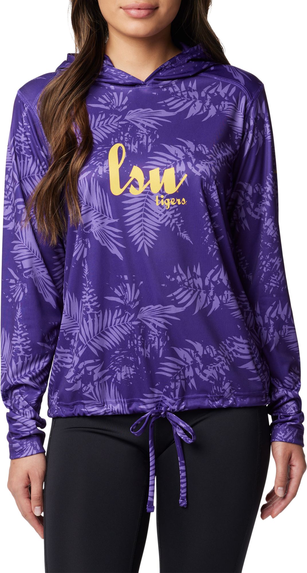 Columbia Women's LSU Tigers Purple Summerdry Printed Long Sleeve Hoodie