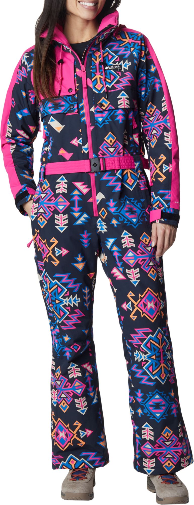 Photos - Ski Wear Columbia Women's Wintertrainer Snowsuit, Large, Blck Nature Print/Fuschia 