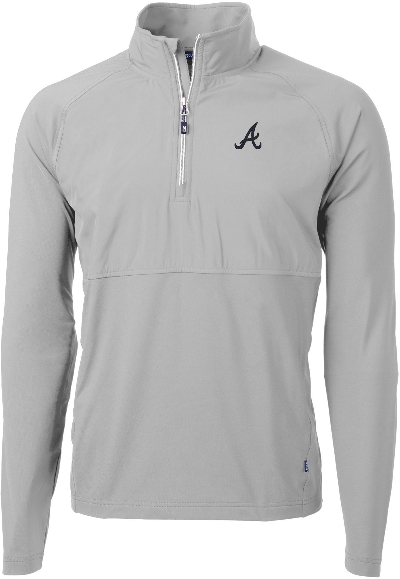 Cutter &amp; Buck Men's Atlanta Braves Polished Eco Knit Stretch 1/4 Zip Pullover
