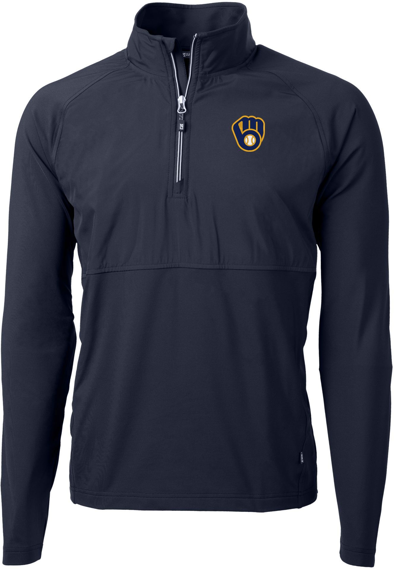 Cutter &amp; Buck Men's Milwaukee Brewers Blue Eco Knit Stretch 1/4 Zip Pullover
